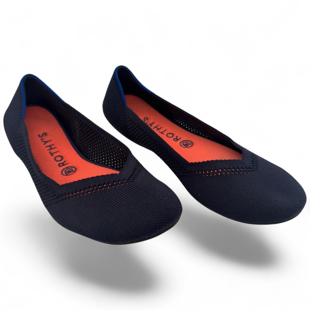 Rothy's The Flat Navy Blue Knit Ballet Flats Round Toe Women's Size 10
